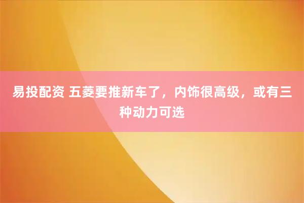 易投配资 五菱要推新车了，内饰很高级，或有三种动力可选