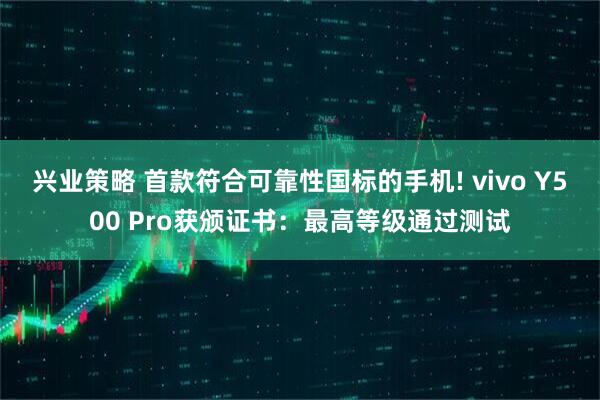 兴业策略 首款符合可靠性国标的手机! vivo Y500 Pro获颁证书:最高等级通过测试